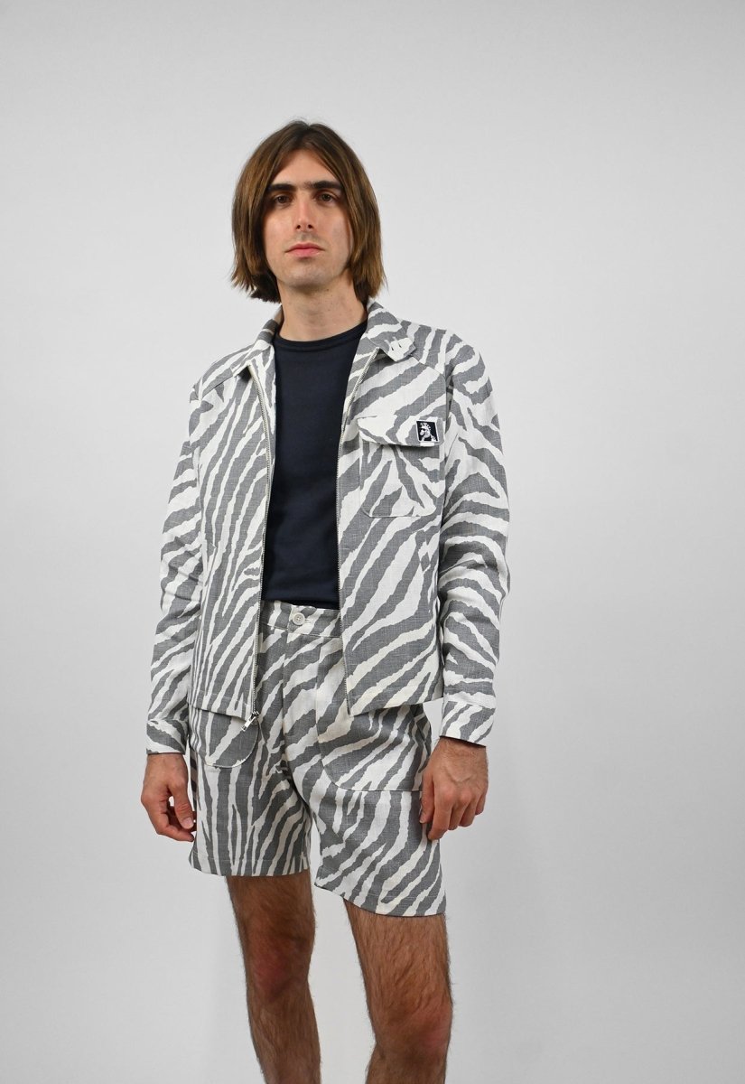 zebra print suit "Zebra without a cause" illustration design by Natali Koromoto HO HOS HOLE IN THE WALL