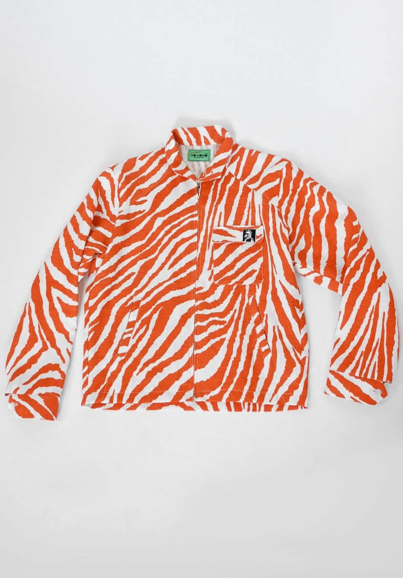 "Zebra Without a Cause" Linen Jacket - Orange Stripe