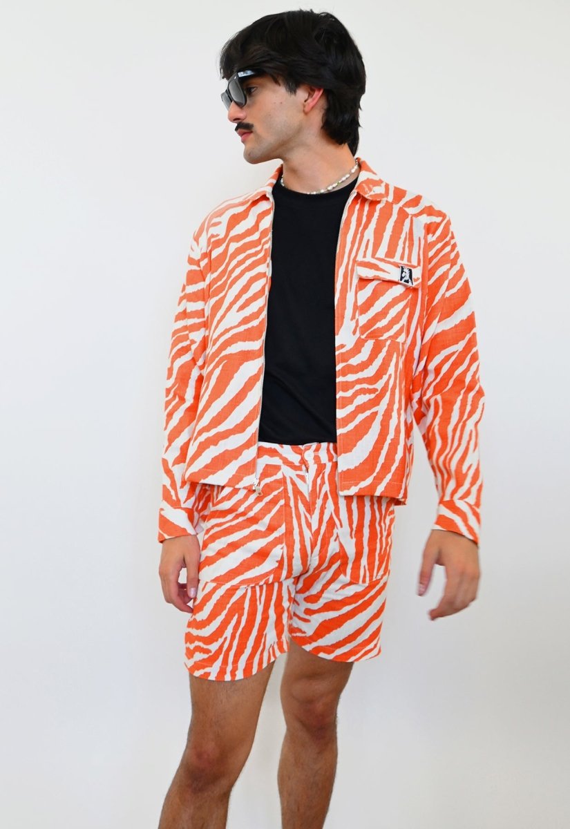 "Zebra Without a Cause" Linen Jacket - Orange Stripe