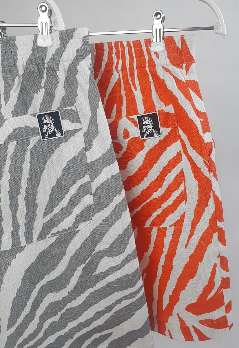 "Zebra Without a Cause" Linen Shorts - Orange Stripe